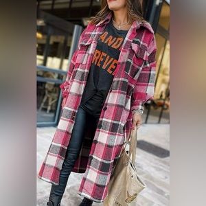 Pink plaid shacket xl